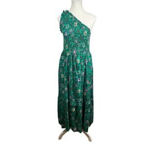 Knox Rose Dress Women S Green Floral One Shoulder Maxi Smocked Spring Cottage